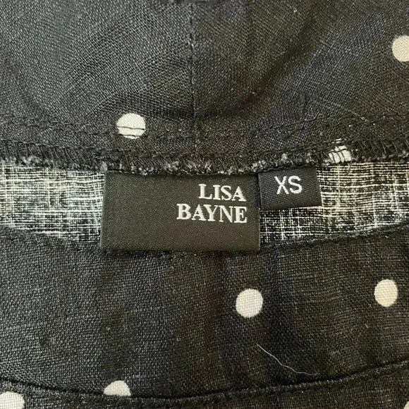 Lisa Bayne Black And White Polka Dot Linen Top Size XS Oversized - Picture 4 of 7